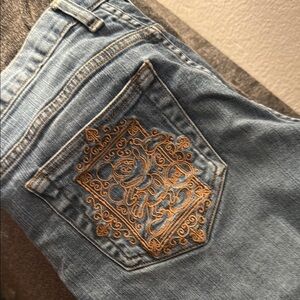 Walt Disney Park Chic Blue Jeans with Gold Embroidery